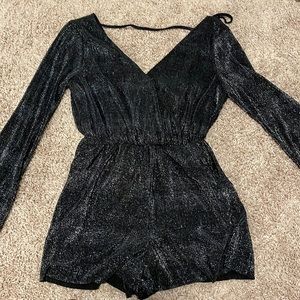 Black sparkly long sleeve romper